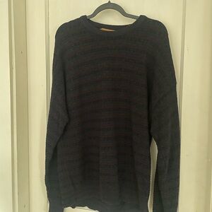 Men's Striped Crewneck Sweater in Dark Navy